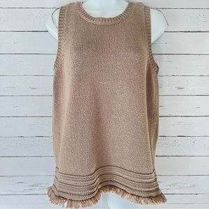Artisan NY Sleeveless Fringe Sweater - Taupe